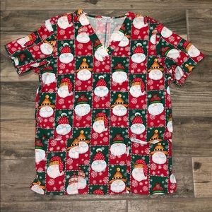 Cherokee Christmas Scrub Top